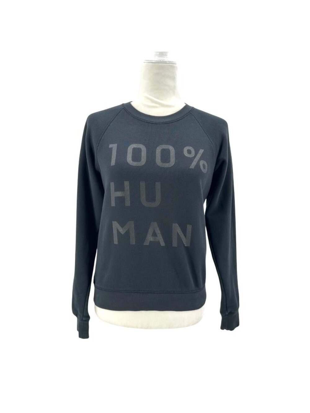 Everlane Womens Small Sweatshirt 100% Human Typography Black Crew Neck Cotton